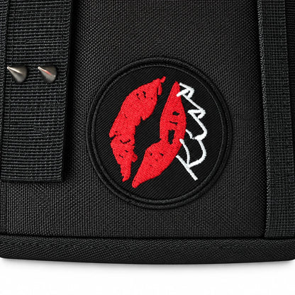 CarryColor Rose of Death red lips embroidery patch detail