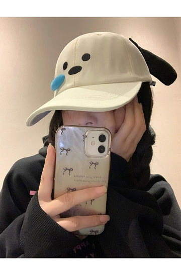 Cute Dog Ear Baseball Cap with Animal Face Detail