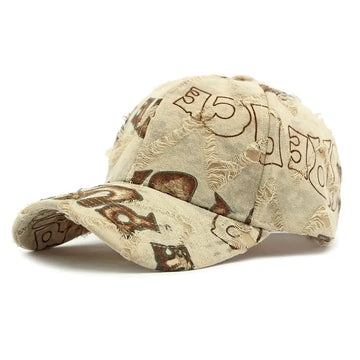 Vintage Distressed Baseball Cap with Lettering