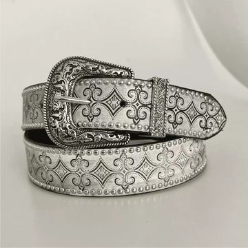 Vintage Western Studded Belt with Ornate Buckle