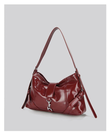 Women's Hobo Shoulder Bag with Front Strap Detail